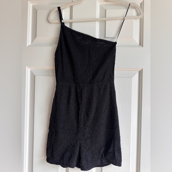 Zara Pants - ZARA NWT Black One Shoulder Ribbed Knit Bodycon Romper Size S